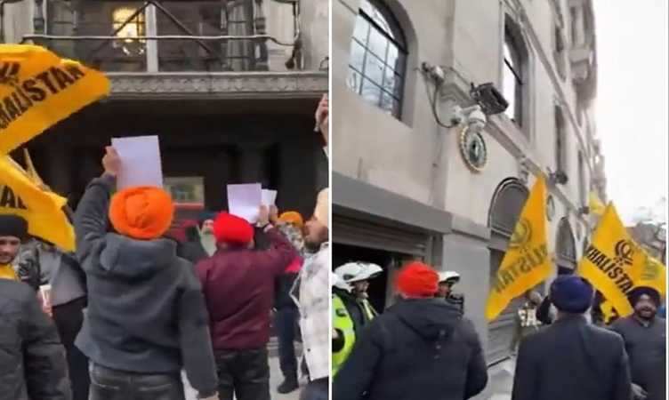 Khalistan Protest: लंदन में Amritpal Singh के समर्थन में खालिस्तान समर्थकों ने लगाए नारे, एम्बेसी में भारत के झंडे को भी उतारा