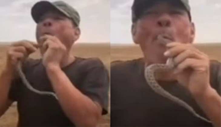 Viral Video: शख्स ने जिंदा सांप को मुंह में डालकर किया स्टंट, सांप ने दो बार बख्शा, तीसरे बार में...