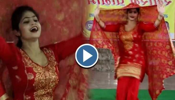 Haryanvi Dance Video:&nbsp;छा गई मानवी! लाल सूट में लहराते हुए लगाए ठुमके, देखिए पैसा वसूल वीडियो