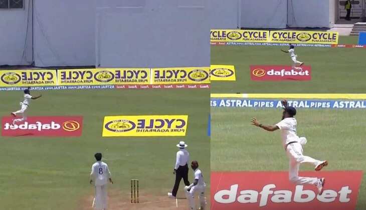 IND vs WI: Ravindra Jadeja की गेंद पर छक्का मारने चले थे ब्लैकवुड, सिराज ने एक हाथ से हैरतअंगेज कैच पकड़ कर दिया काम तमाम