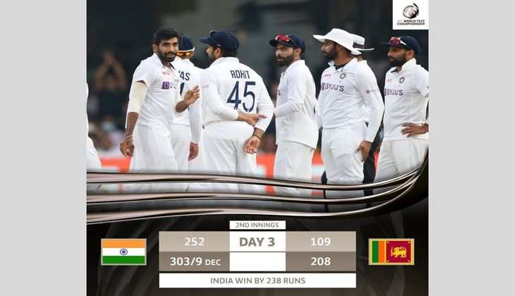 IND vs SL: इंडिया ने श्रीलंका को 238 रनों से दी मात, सीरीज 2-0 से की अपने नाम