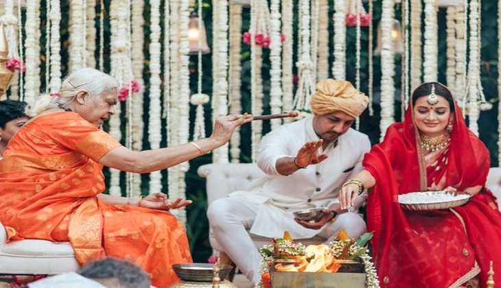 Dia Mirza ने शेयर की शादी की तस्वीरे, पति Vaibhav संग सात फेरे लेते आईं नज़र