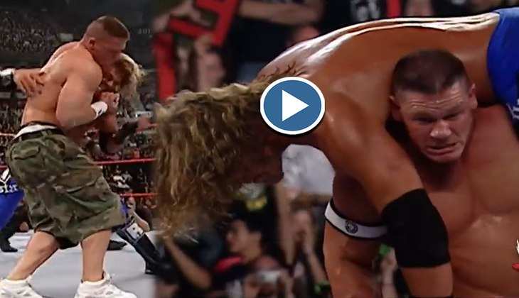 John Cena ने रोप पर चढ़कर लगाई ऐसी पछाड़ कि रेसलर की निकल गई हवा, देखें ये घातक वीडियो