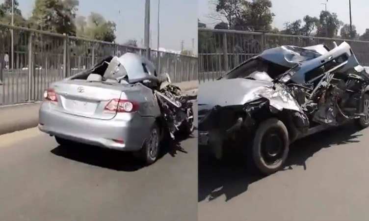 Viral Video: एक्सीडेंट में उड़ गए परखच्चे, फिर भी सड़क पर फर्राटा भर रही इस कार का वीडियो वायरल