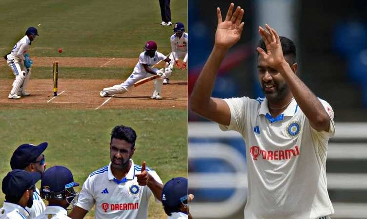 IND VS WI: Ravichandran Ashwin की करिशमाई गेंद से उड़ीं ब्रैथवेट की गिल्लियां, देखें वीडियो