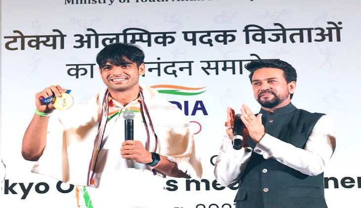 Felicitation Ceremony में Neeraj Chopra ने जीता सबका दिल, कहा- 'ये मेरा मेडल नहीं, पूरे देश का मेडल है'