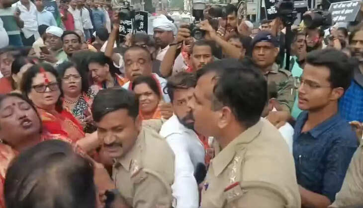 कानपुर: कांग्रेस और भाजपा कार्यकर्ताओं में भिड़ंत, पुलिस ने संभाला हालात